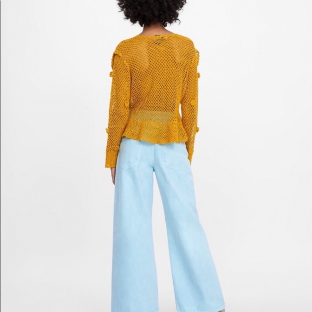 Zara Crochet Sweater with Ruffle Trim - Picture 3 of 4